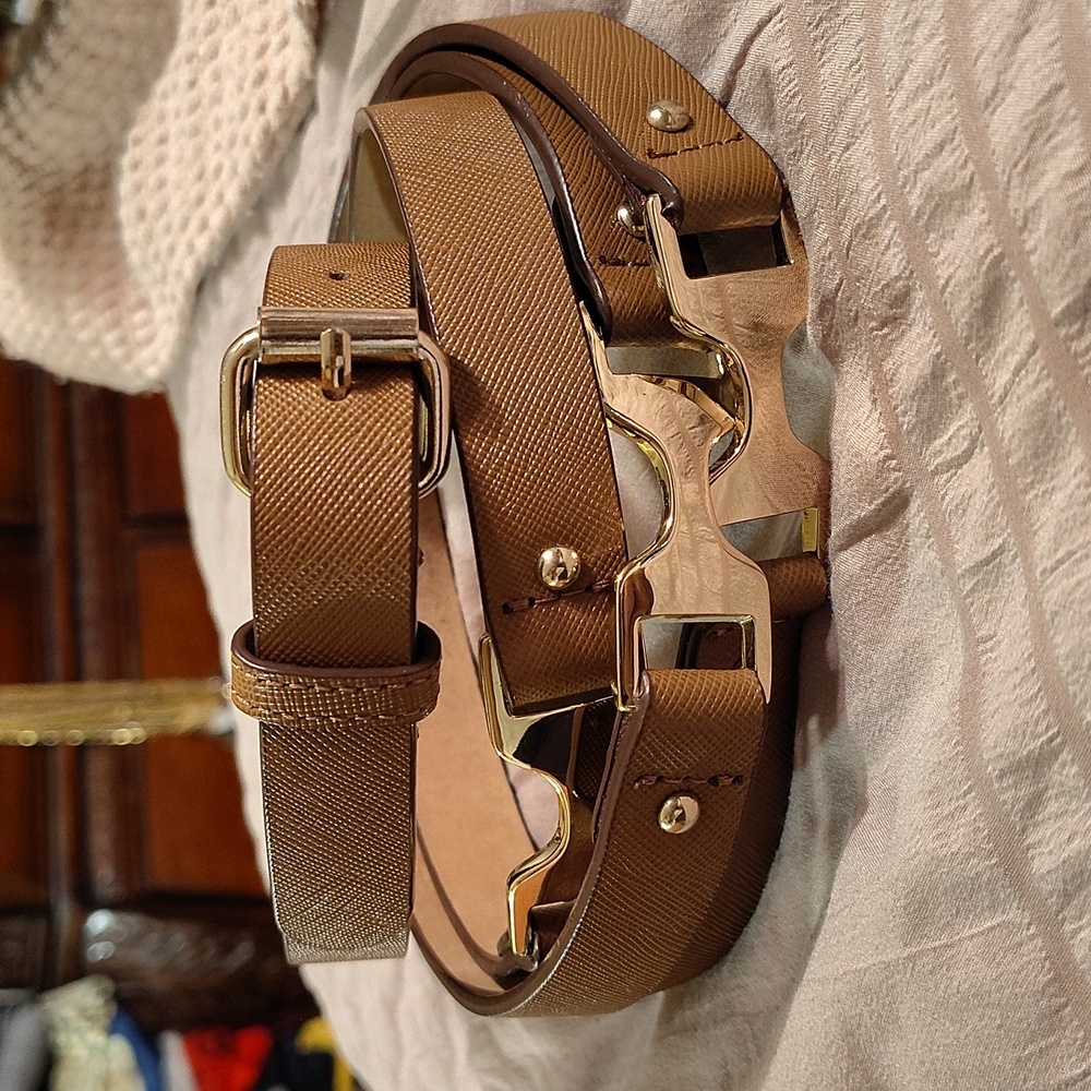 Ann Taylor Brown Wrap Around Leather Belt Size M - Picture 2 of 4